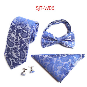 Men's <strong>Tie</strong> Bowtie Pocket Square Cufflinks Set Luxury Business Worker Blue <strong>Black</strong> Silk Jacquard Woven Necktie <strong>Suit</strong> Wedding Party - Product Image 2