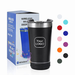 Custom 473ml logo doppia parete in acciaio inox metallo isolato viaggio boccale birra bicchiere con apriscatole e altoparlante wireless tazza - Product Image 1