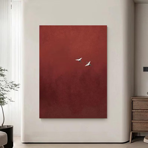 Pintura de pájaro en vuelo elegante, obra de arte pintada a mano al óleo sobre lienzo <span class=keywords><strong>rojo</strong></span>, pintura de pájaros abstractos, arte de pared moderno, arte de decoración del hogar - Product Image 1