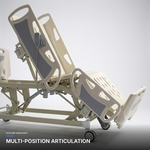 Lit d'<span class=keywords><strong>urgence</strong></span> pour soins intensifs à cinq fonctions avec barreaux latéraux en ABS de haute qualité, contrôle infirmier, réalisation de RCP, patient paralysé - Product Image 3