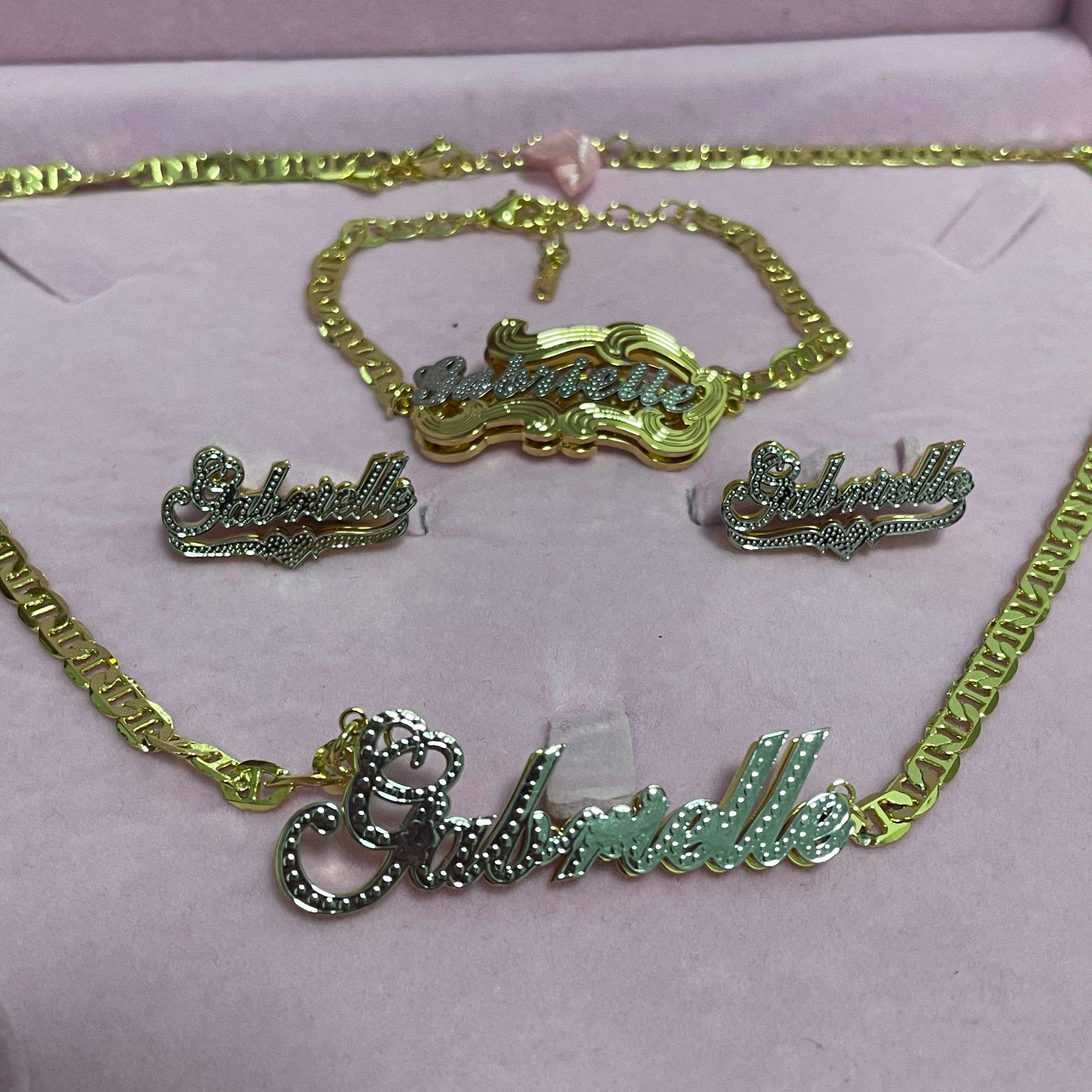 Custom Double Name Necklace 18K Plated Two Tone Gold