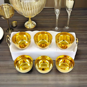 Ensemble de 6 bols en acier inoxydable plaqué or PVD, poli, durable, écologique, passe au lave-vaisselle, bols de service pour la cuisine - Product Image 5