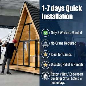 Casa Prefabricada Ecológica <span class=keywords><strong>de</strong></span> Diseño Europeo, Villa Triangular <span class=keywords><strong>de</strong></span> Madera, Villa <span class=keywords><strong>de</strong></span> 2 Dormitorios con Estructura en A - Product Image 2