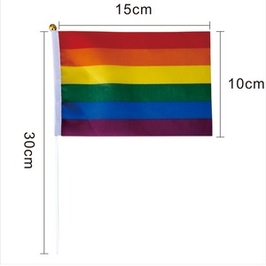 Tùy chỉnh cầm tay <span class=keywords><strong>mini</strong></span> vẫy cờ của riêng bạn thiết kế logo nhà máy làm cho khuyến mại cờ và biểu ngữ với nhựa gậy gỗ - Product Image 3