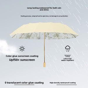 Parapluie pliant double 16 baleines, grande taille 70%, en plastique coloré, à commande manuelle, protection solaire et pluie - Product Image 4