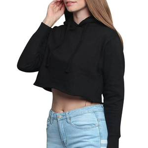 Customized Streetwear Fashion Logo Custom Crop Top Hoodie 100% Cotton Long <b>Sleeve</b> High Quality Breathable Crop Top Hoodies - Product Image 5
