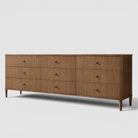 Commode moderne de 89 pouces à 9 tiroirs avec façades cannelées, longue armoire de rangement en bois pour chambre à coucher, salon et mobilier de maison