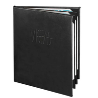 Porte-menu en cuir pour restaurant et hôtel, avec logo en relief, personnalisable, OEM/ODM disponible, modèle haut de gamme pour restaurants