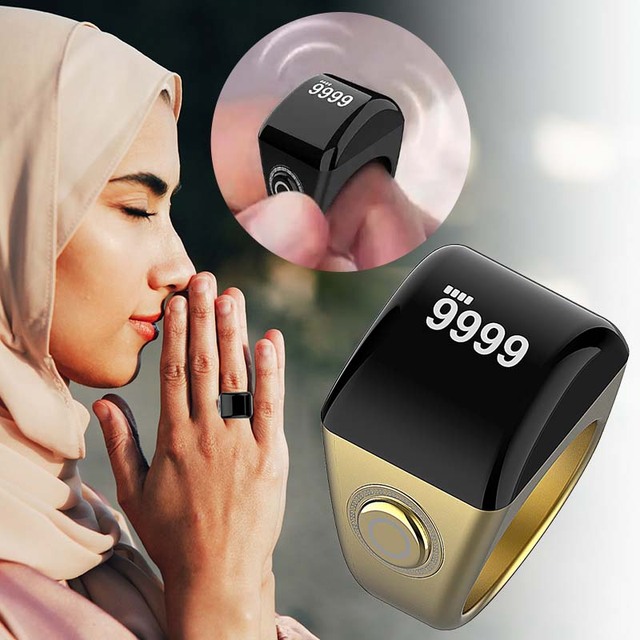 Muslim Gift Electronic Counter Zikr Tasbih Smart Ring Azan Reminder APP Control Tally Counting Rosary Tasbeeh BT Prayer Counter