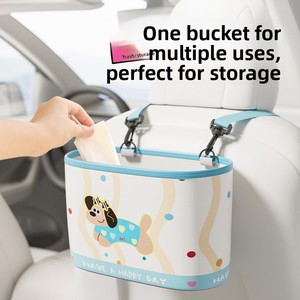 Bolsa de Basura para Auto con Diseño de Gato de Dibujos Animados, Organizador Colgante Multifuncional, Contenedor de Residuos Impermeable para Niños, Interior de Auto - Product Image 3