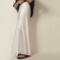 Jupes longues droites en satin, respirantes, taille naturelle, décontractées et fluides, personnalisables en gros