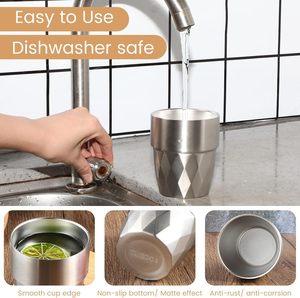 Tumbler Kopi Stainless Steel Dinding Ganda Anti Pecah 10oz, Motif Berlian, Mug untuk Bir dan Berkemah - Product Image 3