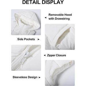 FOXA Gilet matelassé pour femme, sans manches, à fermeture éclair, isolé, à capuche, pour l'hiver, la randonnée en plein air, avec poches - Product Image 3