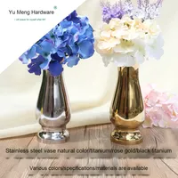 Vase à fleurs en métal plaqué or en acier inoxydable pour bureau, maison, hôtel, centre commercial, décorations de Noël gravées