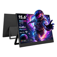 Moniteur portable tactile 15,6 pouces 1080P LED IPS anti-reflet avec double haut-parleur USB Type-C sans fil pour extension d'écran de jeu pour ordinateur portable