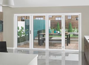 <span class=keywords><strong>Porte</strong></span> pliante accordéon 4 volets en verre trempé double avec grille, en <span class=keywords><strong>PVC</strong></span>/UPVC, <span class=keywords><strong>pour</strong></span> patio extérieur, modèle Conch - Product Image 2