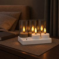 Lampes à LED en verre gris moderne, bougies LED rechargeables pour la décoration esthétique de la maison, lampe de chevet
