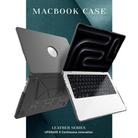 Étui pour ordinateur portable en cuir PU, coque rigide de protection robuste avec support pliable pour MacBook Air 13,6 pouces