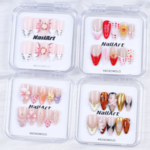 Retro Bao Bì Hộp Cho Móng Tay Nhân Tạo Thiết Kế Thời Trang Đầy Đủ Bìa Móng Tay Nhân Tạo Dài Stiletto Handmade Báo Chí Trên Móng Tay - Product Image 1