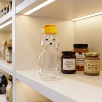 Bouteille en plastique PET en forme d'ours, bouteille de jus en plastique de dessin animé, conteneur vide avec bouchon à clapet pour miel, ketchup, sauce salade
