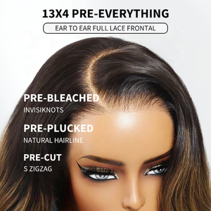 Pelucas rizadas naturales de pelo doble dibujado13x4 Pre-Everything Lace Frontal Black to Caramel Blonde Ombre Loose Wave Peluca de cabello humano - Product Image 4