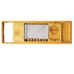 Étagère de salle de bain autoportante rectangulaire en bambou 70105X22X4, durable, pour rangement dans la baignoire - Product Image 3