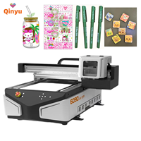 Imprimante UV à plat Qinyu Inkjet 6090 pour bouteilles, acrylique, hybride, simple passage, LED, pour coques de téléphone, cylindres, 9060