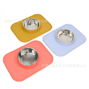Dog Bowl With Silicone <b>Mat</b> Stainless Steel 700ml Anti Tipping Pet Feeding Tray For Dogs And <b>Cats</b> - Product Image 3
