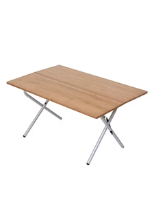 <b>Outdoor</b> Wooden <b>Folding</b> <b>Table</b> Rectangular Aluminum Base Minimalist Design for Camping Use - Product Image 4