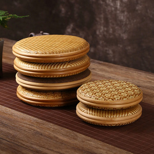 Bamboo Woven Pu'er Tea <b>Cake</b> <b>Box</b> Round Stackable Storage <b>Gift</b> <b>Box</b> For Tea Ceremony Accessories - Product Image 1