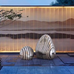 Vestíbulo del Hotel Decoración del piso al aire libre Villa Piscina Arte decorativo <span class=keywords><strong>Rocalla</strong></span> de acero inoxidable Escultura de piedra hueca - Product Image 2