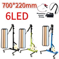 Lampe de réparation de bosses PDR 6 LED, 3 LED chaudes, 3 LED froides, gradation progressive, double alimentation, support pneumatique hydraulique à 4 roues, 70*22cm, sans batterie