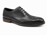 Chaussures Richelieu en cuir véritable noir pour hommes, à lacets, bout rond, semelle en caoutchouc antidérapante, pour le bureau, la carrière et les affaires