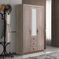 Armoire à 3 Portes de Chine avec Tiroirs, Armoire en MDF Personnalisée avec Panneau de Particules, Armoire Africaine avec Miroir
