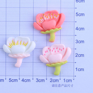 Bella schiena piatta vari ciondoli di forma di fiori di pesco in resina Cabochon per fermaglio per capelli - Product Image 5