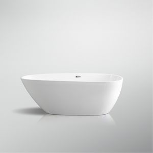 Moderne Vrijstaande Ovale Milieuvriendelijke Spa-Badkuip Glanzend Wit Puur Acryl Luchtmassage 60gal + Drainer Inbegrepen 3 Jaar - Product Image 1