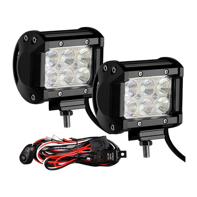 4inch Dual Color Flood Spot Flash Led OffRoad Work Light bar 2 Row Strobe LED Light bar