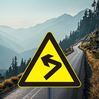 Panneaux de signalisation routière de sécurité, film réfléchissant de qualité ingénierie pour virages, aluminium de 1 mm d'épaisseur, 30 cm, protection IP55, poteau jaune