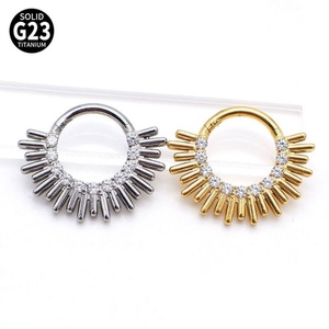 Venta Directa de Fábrica, Modelo <span class=keywords><strong>OUSLY</strong></span> OU20260414-1, Anillo de Nariz de Titanio G23 con Zirconia Electrochapada de 8mm, Joyería Corporal, Piercing Geométrico - Product Image 1