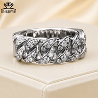 EMEJEWE S925 Argent Homme Classique Mariage Déclaration Moissanite Pavé Chaîne Entrelacée Finition Polie Bijoux Personnalisés OEM
