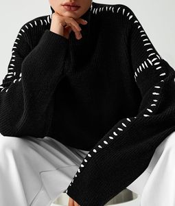 Maglioni <span class=keywords><strong>da</strong></span> <span class=keywords><strong>donna</strong></span> all'ingrosso in maglia grossa 2025 autunno manica lunga collo oversize Pullover top di moda invernale - Product Image 1