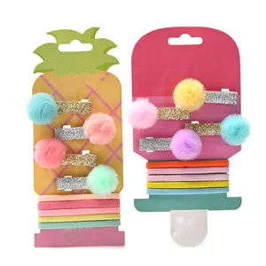 9 / Set Cute Candy Lace Flower Ball Colored Elastic Hair Ties Girls Hair Accessories Hair Clip