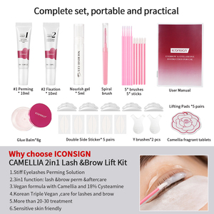 ICONSIGN Kit de Lifting de Pestañas Coreano sin Pegamento Camellia 2 en 1, Laminación de Pestañas y Cejas Vegana con Cisteamina HCL, Permanente de Pestañas - Product Image 3