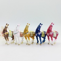 SHINNYGIFTS peint à la main en métal cheval bibelot boîte émail bijoux articulé Figurine Statues pour la décoration intérieure