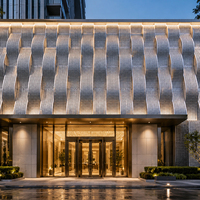 Panneau en aluminium perforé à motif personnalisé, forme ondulée 3D, revêtement de façade pour architecture commerciale