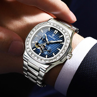 Jam Tangan Pria Binbond J1116 Fashion Retro Bronze Automatic Mechanical Watch untuk Pria Tahan Air Luminous Skeleton Wristwatches