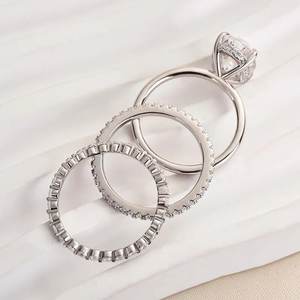 Ensemble de bijoux de mariée A191, diamant taille ovale, argent 925, sertissage griffe, bague de fiançailles pour femme, parures de bijoux raffinés - Product Image 3