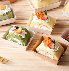 Cake Roll Packaging Box - Swiss <strong>Dream</strong> Roll Transparent Individual Packaging Box for Baking - Cut Into Pieces Small Cake - Product Image 4