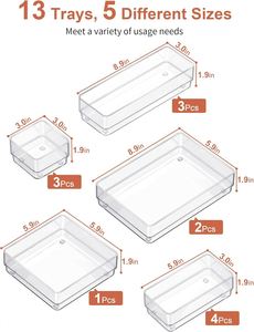 <b>Kitchen</b> Bathroom Clothing Stackable Drawer Dividers Clear Adjustable Multifunction Modern Organizer <b>Box</b> <b>Storage</b> Tray - Product Image 2