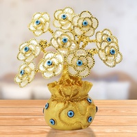 Mauvais yeux fleurs arbre turc yeux bleus amulette doré Table pièce maîtresse ornement pour la maison bureau décor Protection métal artisanat